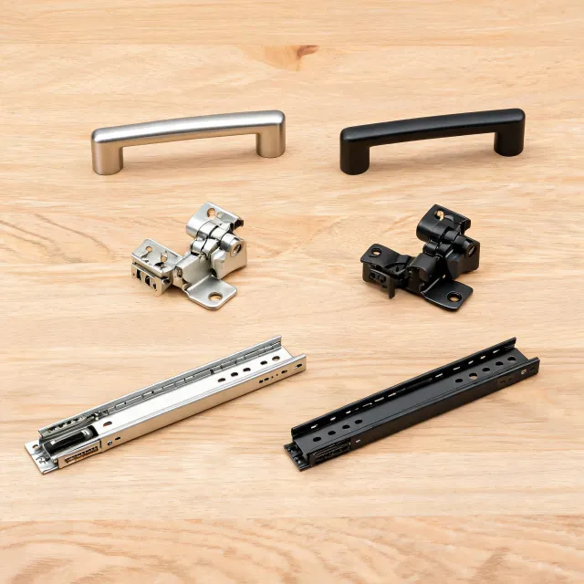 Cabinet pulls and hinges