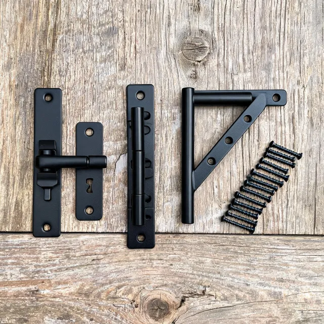 Gate latch and hinge set